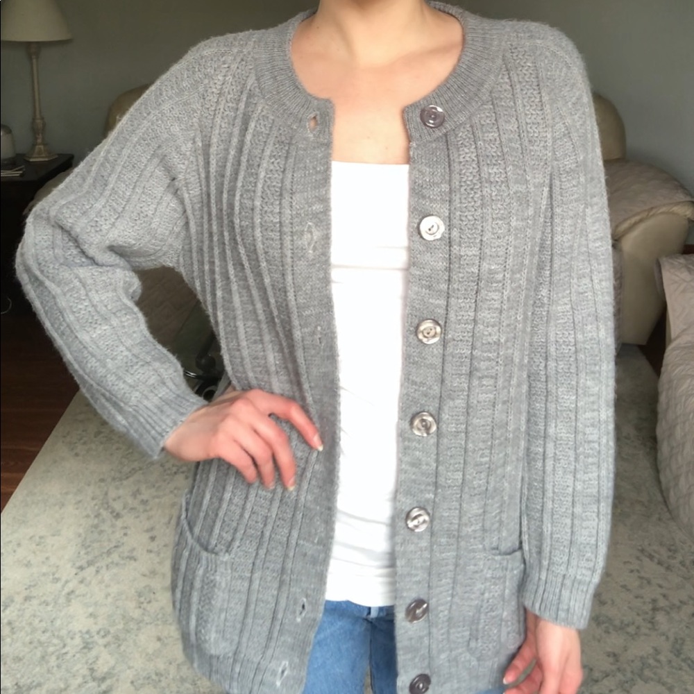 Gray Oversized Grandma Sweater